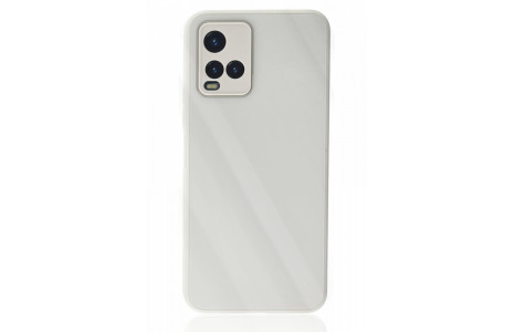 Newface Vivo Y33S Kılıf Glass Kapak - Beyaz