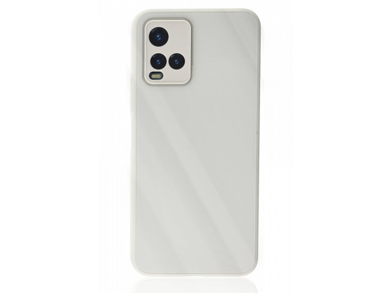 Newface Vivo Y21 Kılıf Glass Kapak - Beyaz