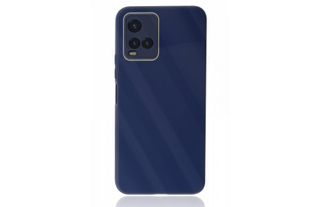 Newface Vivo Y33S Kılıf Glass Kapak - Lacivert
