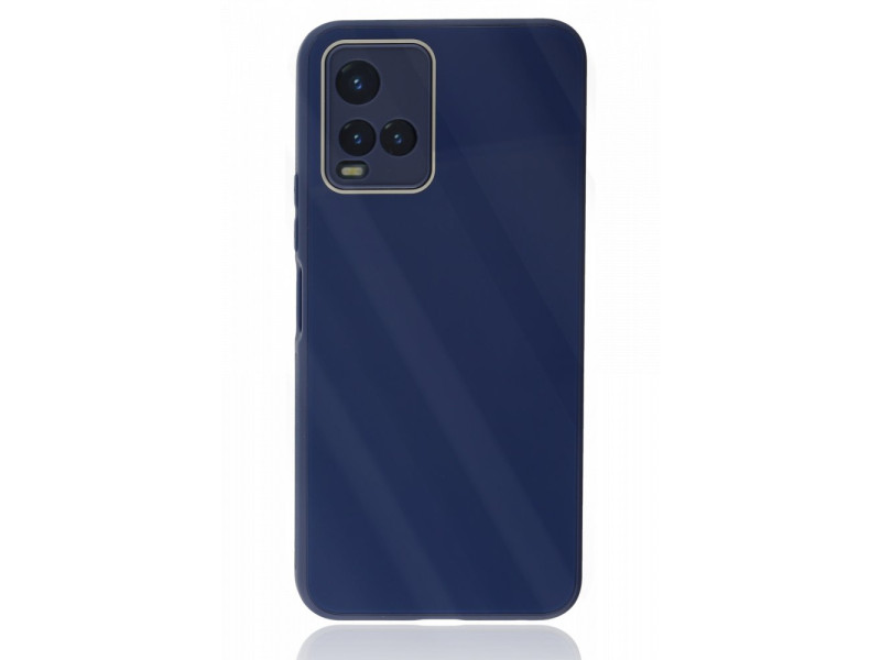 Newface Vivo Y21S Kılıf Glass Kapak - Lacivert