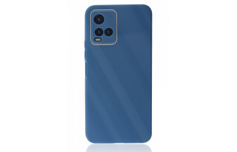 Newface Vivo Y33S Kılıf Glass Kapak - Mavi