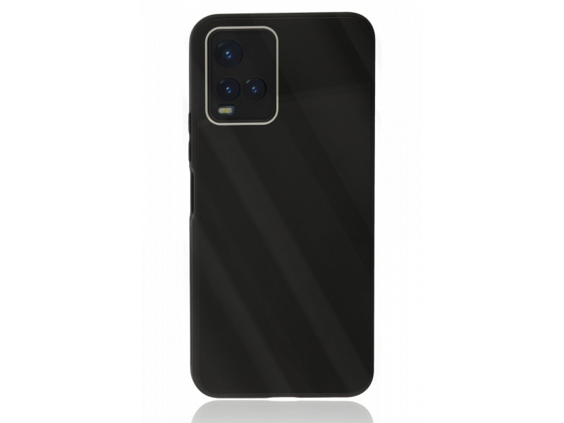 Newface Vivo Y21 Kılıf Glass Kapak - Siyah