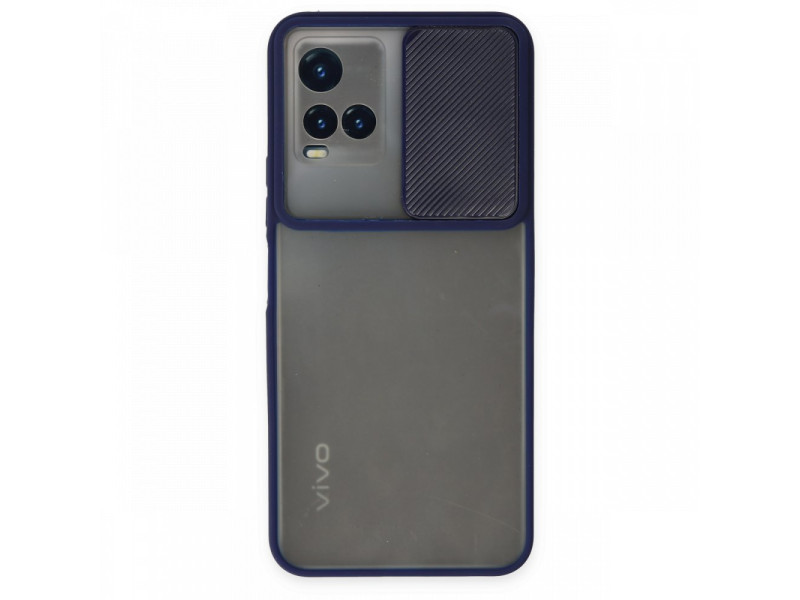 Newface Vivo Y21 Kılıf Palm Buzlu Kamera Sürgülü Silikon - Lacivert