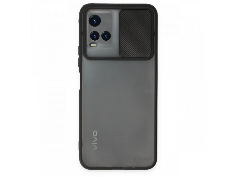 Newface Vivo Y21 Kılıf Palm Buzlu Kamera Sürgülü Silikon - Siyah