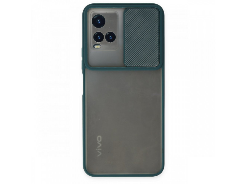 Newface Vivo Y21 Kılıf Palm Buzlu Kamera Sürgülü Silikon - Yeşil