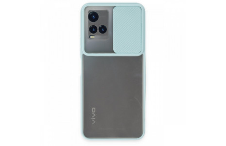 Newface Vivo Y21S Kılıf Palm Buzlu Kamera Sürgülü Silikon - Turkuaz