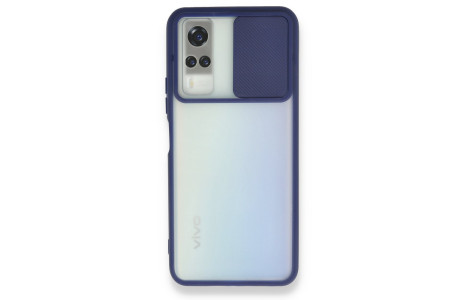 Newface Vivo Y53S Kılıf Palm Buzlu Kamera Sürgülü Silikon - Lacivert