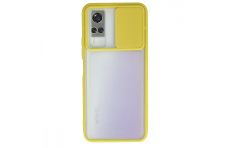Newface Vivo Y31 2021 Kılıf Palm Buzlu Kamera Sürgülü Silikon - Sarı