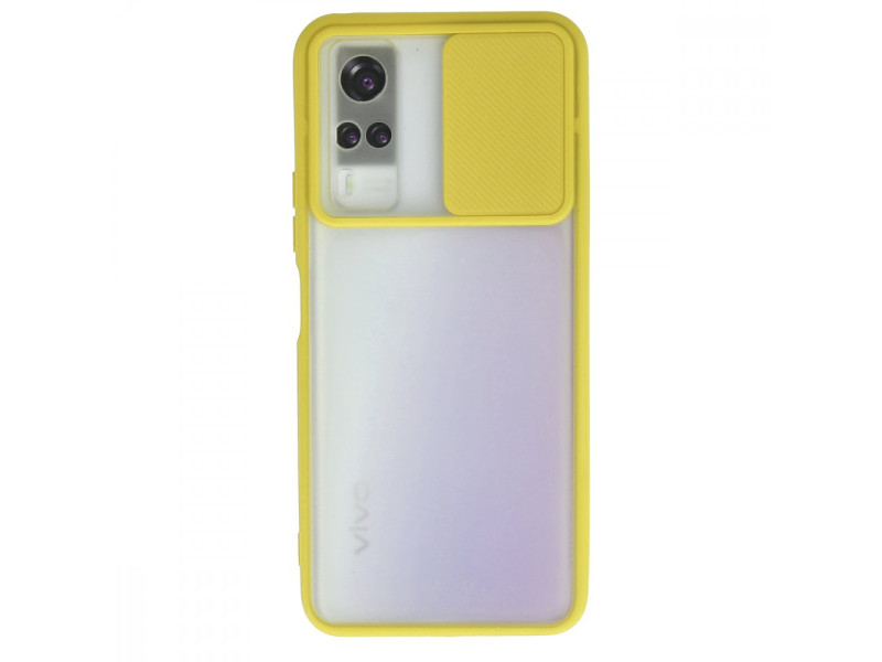 Newface Vivo Y31 2021 Kılıf Palm Buzlu Kamera Sürgülü Silikon - Sarı