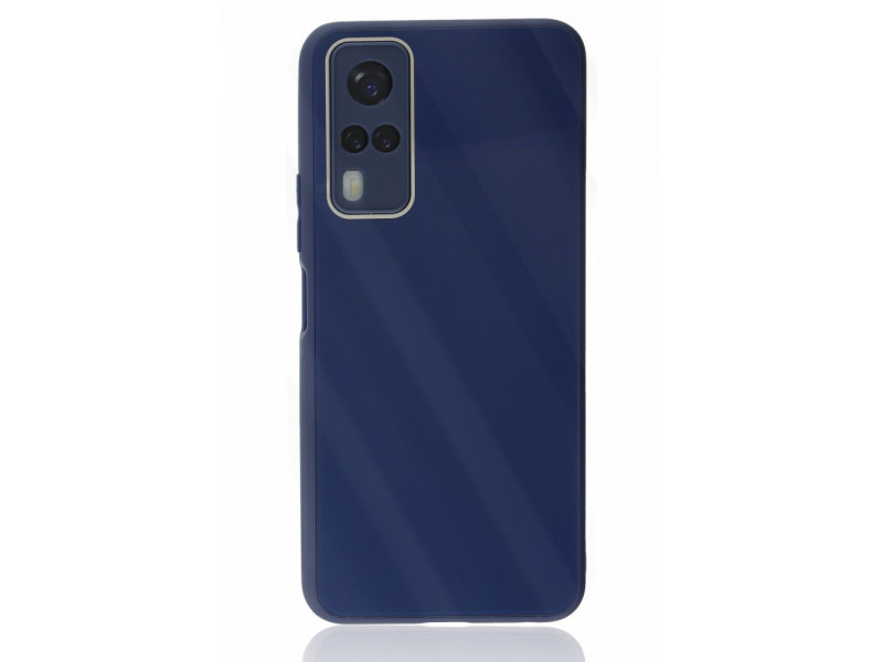 Newface Vivo Y31 2021 Kılıf Glass Kapak - Lacivert