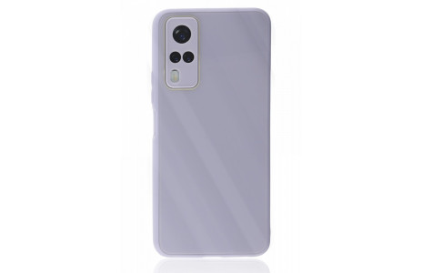 Newface Vivo Y51A Kılıf Glass Kapak - Lila