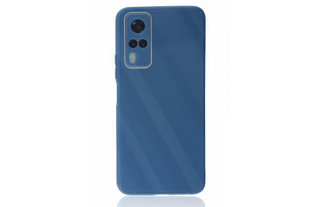 Newface Vivo Y51A Kılıf Glass Kapak - Mavi