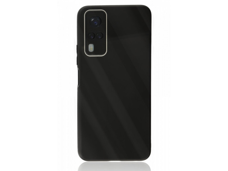Newface Vivo Y53S Kılıf Glass Kapak - Siyah