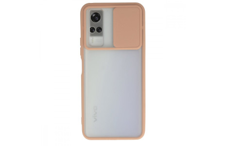 Newface Vivo Y53S Kılıf Palm Buzlu Kamera Sürgülü Silikon - Pembe