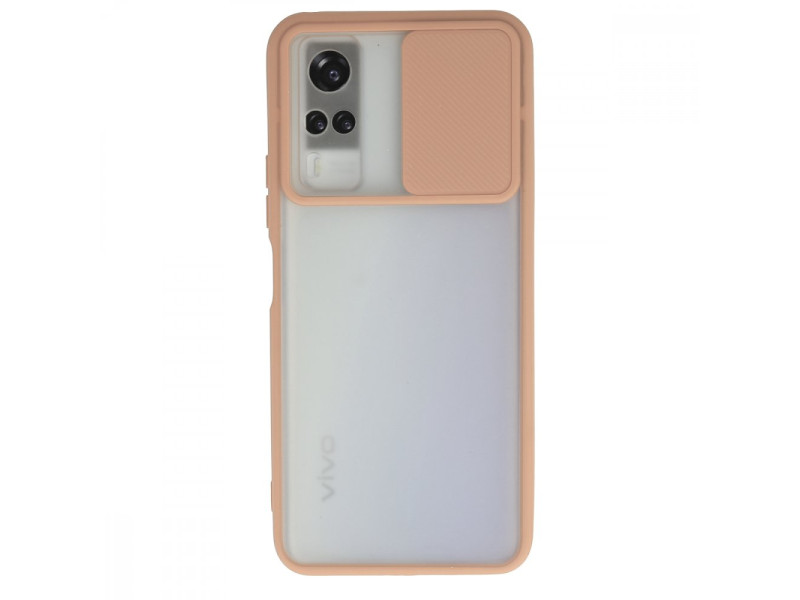 Newface Vivo Y53S Kılıf Palm Buzlu Kamera Sürgülü Silikon - Pembe