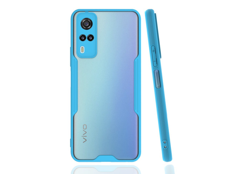 Newface Vivo Y53S Kılıf Platin Silikon - Mavi