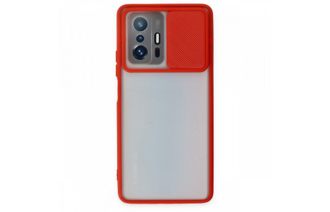 Newface Xiaomi Mi 11T Kılıf Palm Buzlu Kamera Sürgülü Silikon - Kırmızı