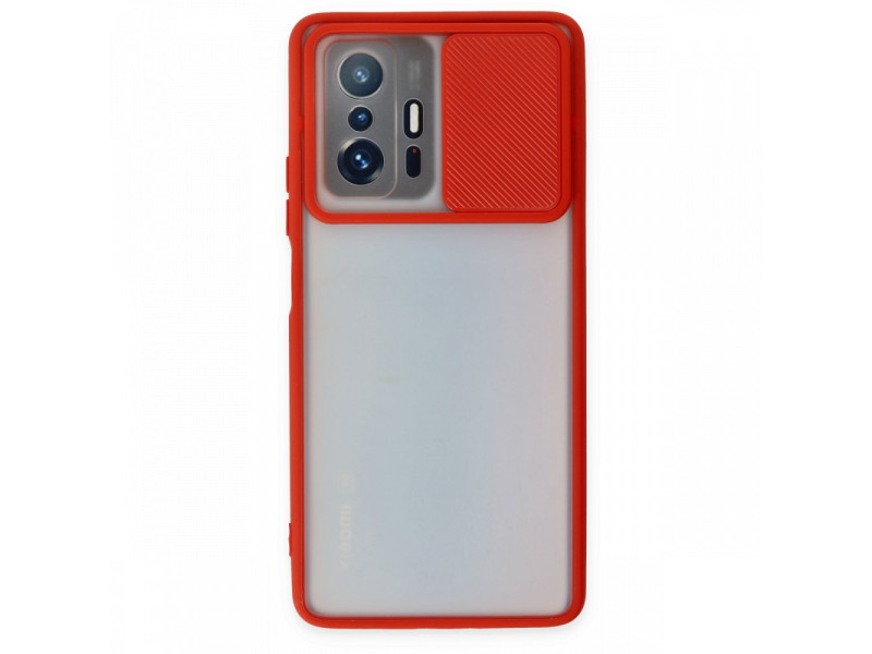 Newface Xiaomi Mi 11T Pro Kılıf Palm Buzlu Kamera Sürgülü Silikon - Kırmızı