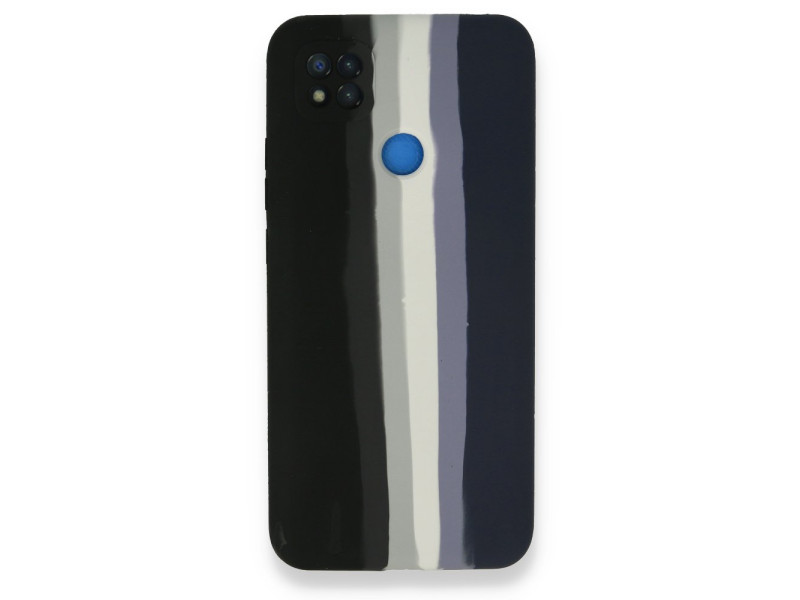 Newface Xiaomi Redmi 9C Kılıf Ebruli Lansman Silikon - Siyah-Lacivert