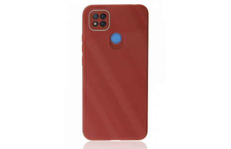 Newface Xiaomi Redmi 9C Kılıf Glass Kapak - Bordo