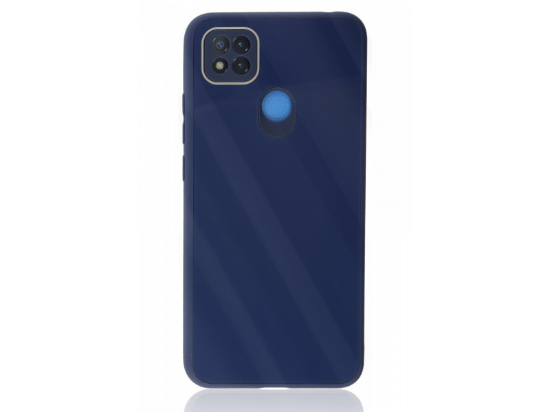 Newface Xiaomi Redmi 9C Kılıf Glass Kapak - Lacivert