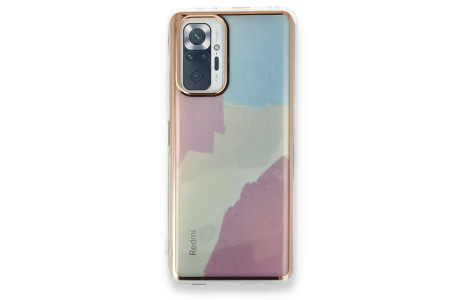 Newface Xiaomi Redmi Note 10 Pro Kılıf Çiçekli Silikon - Buz Mavi