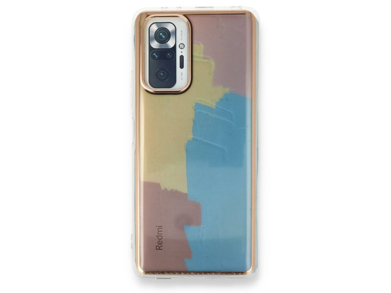 Newface Xiaomi Redmi Note 10 Pro Kılıf Çiçekli Silikon - Kırmızı