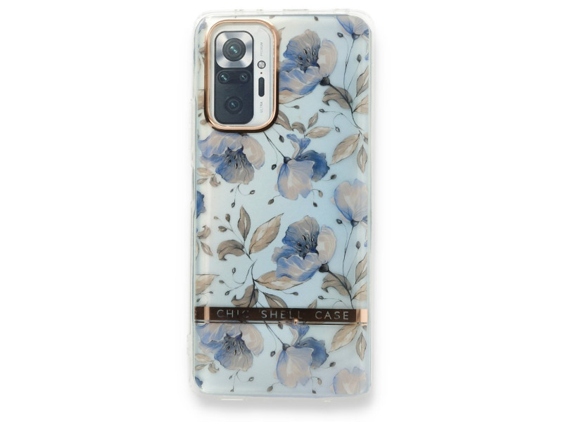 Newface Xiaomi Redmi Note 10 Pro Kılıf Çiçekli Silikon - Lila