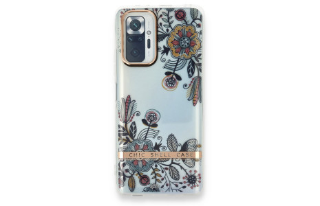Newface Xiaomi Redmi Note 10 Pro Kılıf Çiçekli Silikon - Siyah