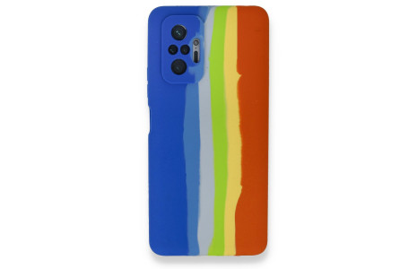 Newface Xiaomi Redmi Note 10 Pro Kılıf Ebruli Lansman Silikon - Mavi-Turuncu