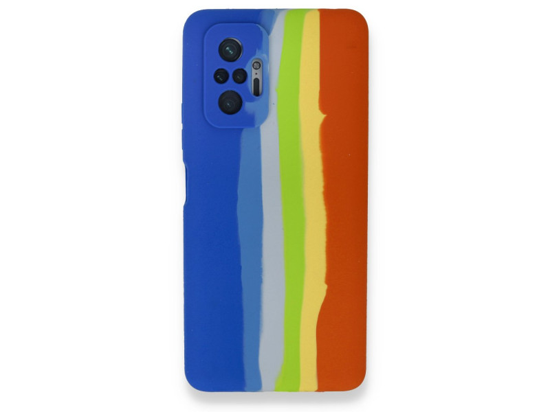 Newface Xiaomi Redmi Note 10 Pro Kılıf Ebruli Lansman Silikon - Mavi-Turuncu
