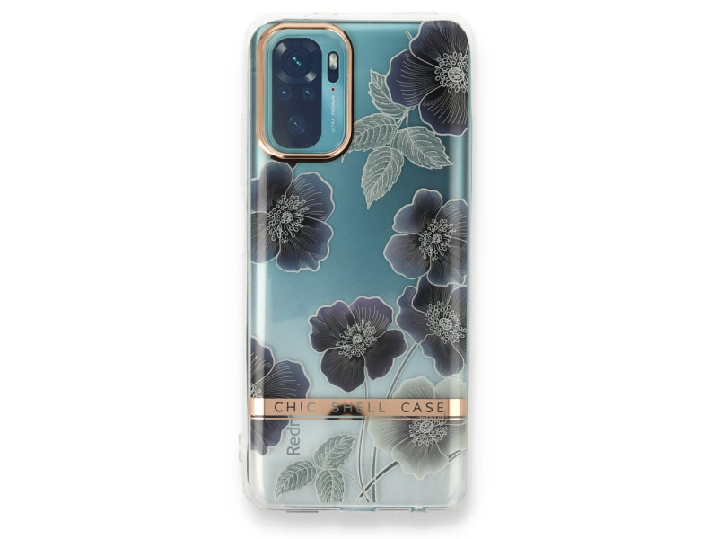 Newface Xiaomi Redmi Note 10S Kılıf Çiçekli Silikon - Mor