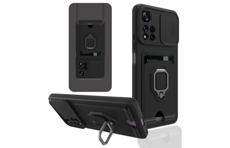 Newface Xiaomi Redmi Note 11 Pro Plus 5G Kılıf Zuma Kartvizitli Yüzüklü Silikon - Siyah