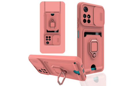 Newface Xiaomi Redmi Note 11T Kılıf Zuma Kartvizitli Yüzüklü Silikon - Pembe