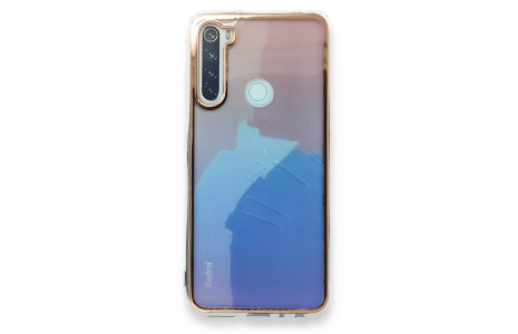 Newface Xiaomi Redmi Note 8 Kılıf Çiçekli Silikon - Pembe-Mavi