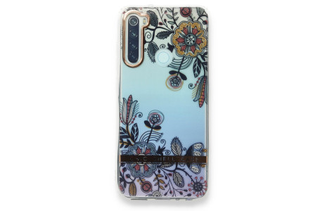 Newface Xiaomi Redmi Note 8 Kılıf Çiçekli Silikon - Siyah