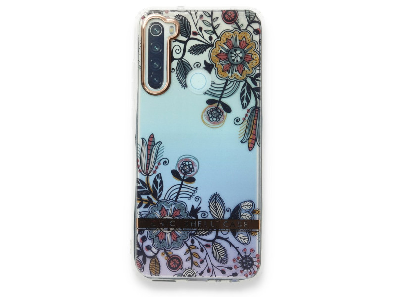Newface Xiaomi Redmi Note 8 Kılıf Çiçekli Silikon - Siyah