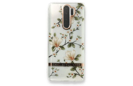 Newface Xiaomi Redmi Note 8 Pro Kılıf Çiçekli Silikon - Gümüş