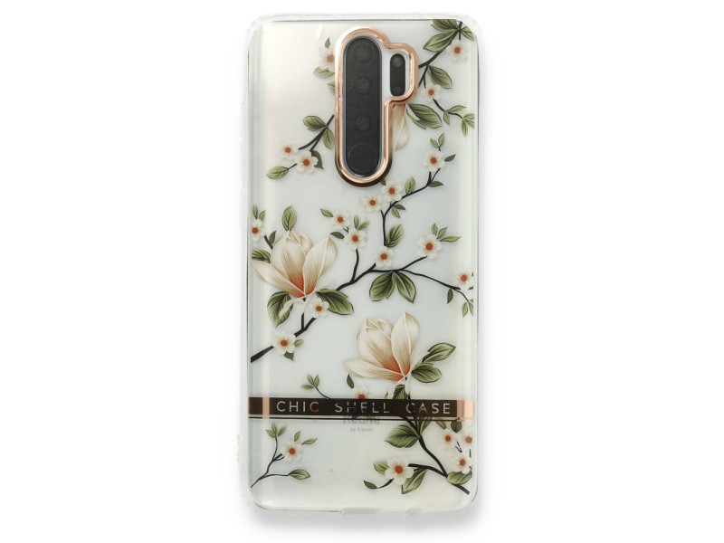 Newface Xiaomi Redmi Note 8 Pro Kılıf Çiçekli Silikon - Gümüş