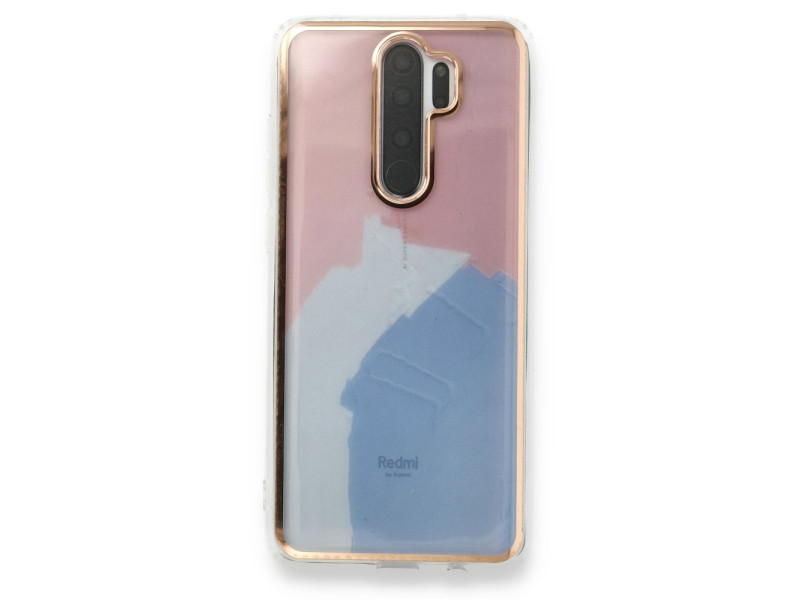 Newface Xiaomi Redmi Note 8 Pro Kılıf Çiçekli Silikon - Pembe-Mavi