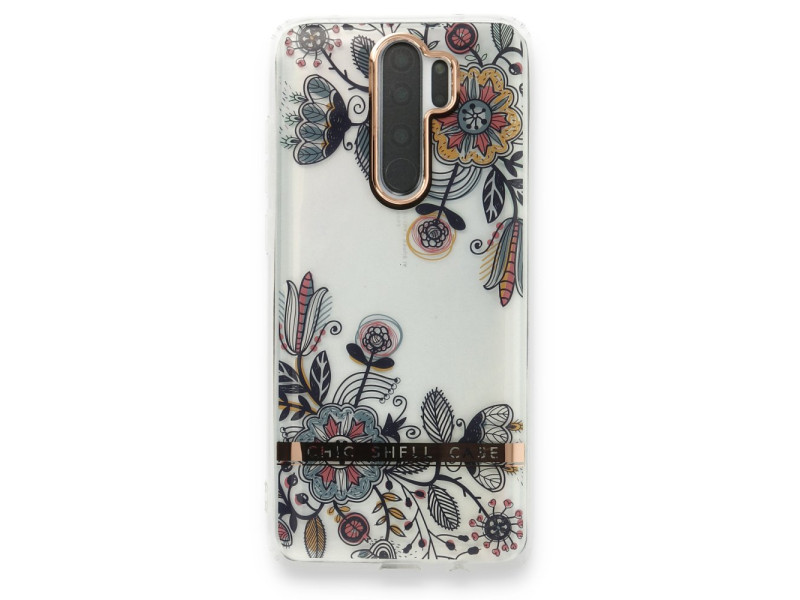 Newface Xiaomi Redmi Note 8 Pro Kılıf Çiçekli Silikon - Siyah
