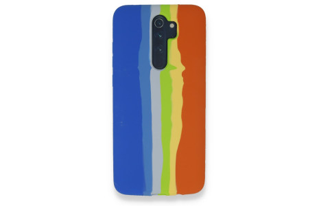 Newface Xiaomi Redmi Note 8 Pro Kılıf Ebruli Lansman Silikon - Mavi-Turuncu