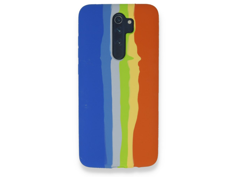 Newface Xiaomi Redmi Note 8 Pro Kılıf Ebruli Lansman Silikon - Mavi-Turuncu