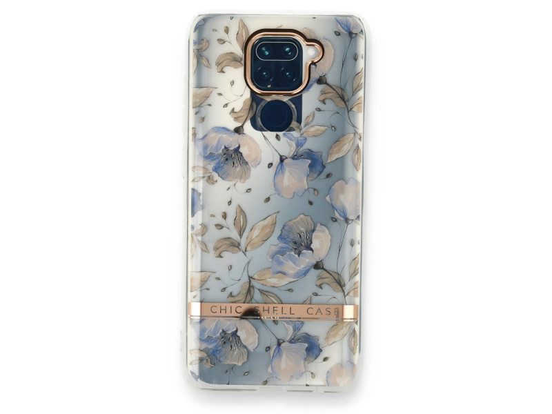 Newface Xiaomi Redmi Note 9 Kılıf Çiçekli Silikon - Lila