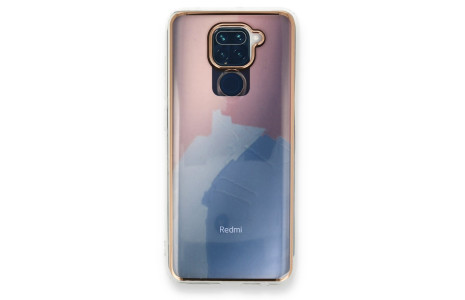 Newface Xiaomi Redmi Note 9 Kılıf Çiçekli Silikon - Pembe-Mavi