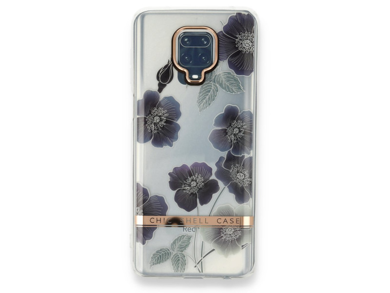 Newface Xiaomi Redmi Note 9S Kılıf Çiçekli Silikon - Mor