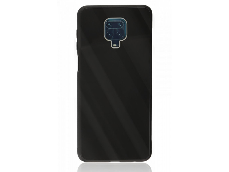 Newface Xiaomi Redmi Note 9S Kılıf Glass Kapak - Siyah
