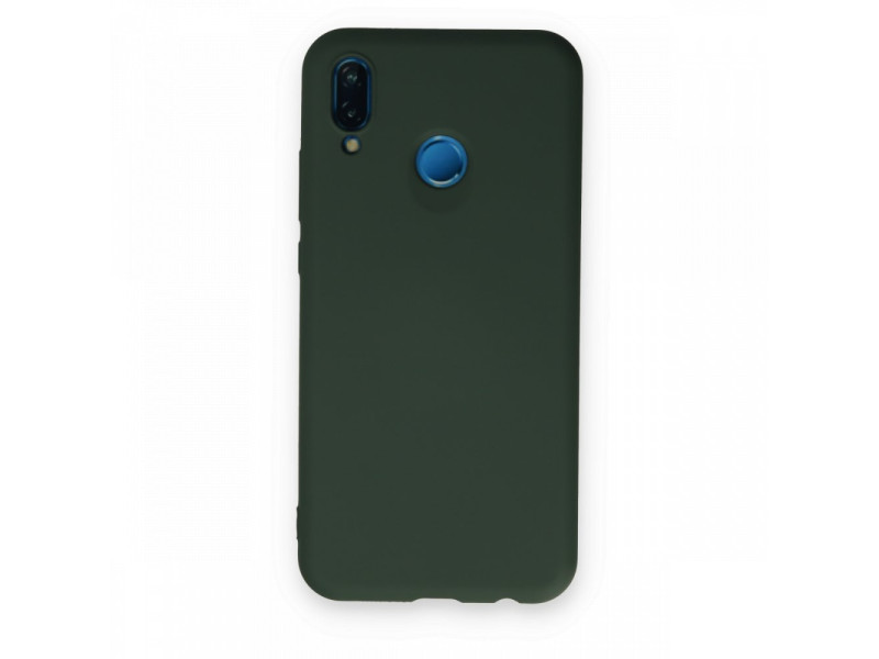 Newface Huawei P20 Lite Kılıf Nano içi Kadife Silikon - Koyu Yeşil