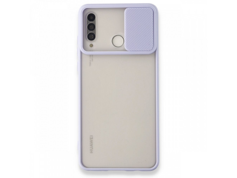Newface Huawei P30 Lite Kılıf Palm Buzlu Kamera Sürgülü Silikon - Lila