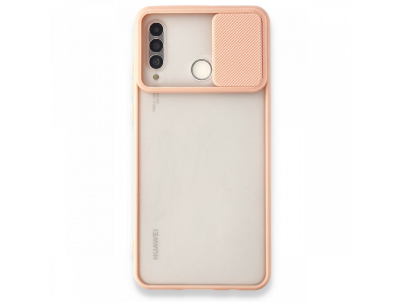 Newface Huawei P30 Lite Kılıf Palm Buzlu Kamera Sürgülü Silikon - Pembe